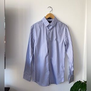 Blue Checkered Dress Shirt 100% Cotton